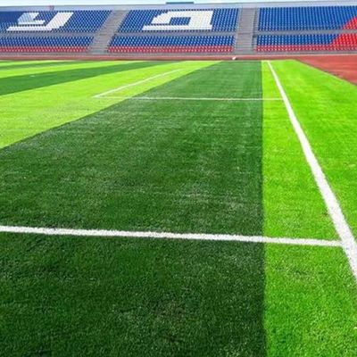 FIFA Disetujui tahan UV 50mm Tinggi Tumpukan Sepak Bola Rumput buatan dengan kepadatan tinggi dan perawatan rendah