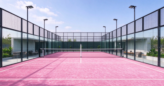 FEP Sertifikasi 12mm Pile Height Padel Rumput buatan dengan warna yang dapat disesuaikan untuk lapangan padel profesional