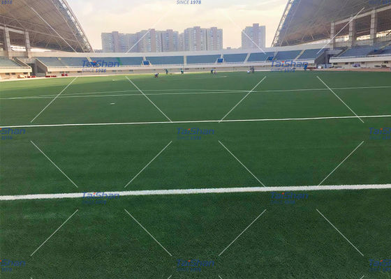 Sertifikat FIFA 55mm Tinggi Tumpukan Tumpukan Tumpukan Buatan Densitas Tinggi untuk Lapangan Sepak Bola dengan Perawatan Rendah
