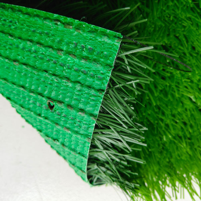 Olahraga buatan rumput hijau 50mm tahan sinar UV dengan PP + Leno Backing Dan Green SBR Latex