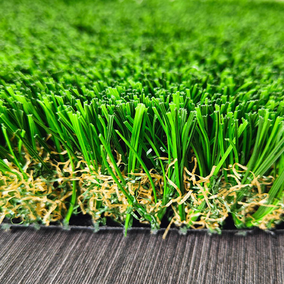 Rumput Lempar Lurus Sutra Campuran 16200 Dtex Landscape Artificial Grass Untuk Liburan Dan Dekorasi Dengan Tinggi Tumpukan 45mm