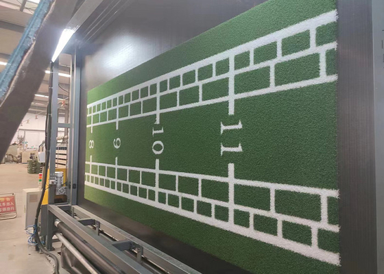 Logo rumput buatan berfoto tahan lama 15mm Rumput sintetis yang disesuaikan untuk dekorasi lapangan olahraga atau area rekreasi