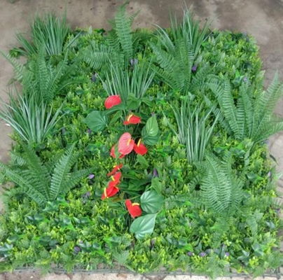 100cm*100cm Low Maintenance Artificial Wall Grass Panel Bentuk persegi Anti Aging